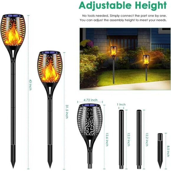 Solar Lights Outdoor 99 LED Higher & Larger Flickering Flame Solar Torch Lights - Picture 3 of 7